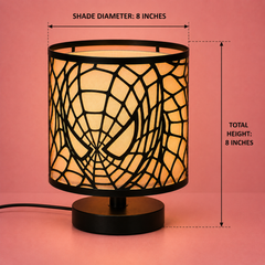 Innore-2-Tier Kids Table Lamp | Geometric Cutwork Fabric Shade |Grey-Pearl white Fabric | MS Base