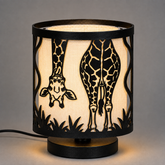 Innore-2-Tier Kids Table Lamp | Geometric Cutwork Fabric Shade |Grey-Pearl white Fabric | MS Base