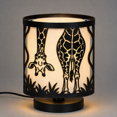Innore-2-Tier Kids Table Lamp | Geometric Cutwork Fabric Shade |Grey-Pearl white Fabric | MS Base