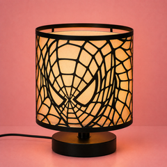 Innore-2-Tier Kids Table Lamp | Geometric Cutwork Fabric Shade |Grey-Pearl white Fabric | MS Base