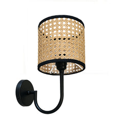 Handcrafted Rattan Shade and Metal Sconce - Wall Light