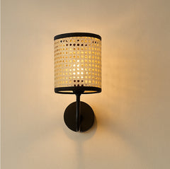 Handcrafted Rattan Shade and Metal Sconce - Wall Light