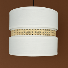 Boho Chic – White Fabric and Rattan LampShade-INL-SL-124