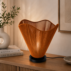 Thread Woven Table Lamp with Black Base