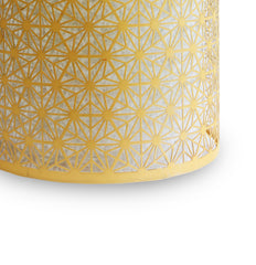 2 Tier Table Lamp with geometric cutwork on Fabric and SS Base