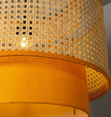 Mustard Yellow- Rattan Pendant Lamp with Suspension