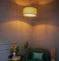 Geometric Dual Layer Fabric Lampshade with Suspension