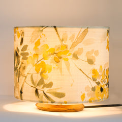 Premium Table Lamp with Teak wood Base and Linen Floral Fabric