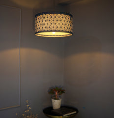 Geometric Dual Layer Fabric Lampshade with Suspension