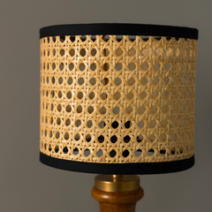 Premium Boho Style Table Lamp with Teak Wood base and Rattan Shade
