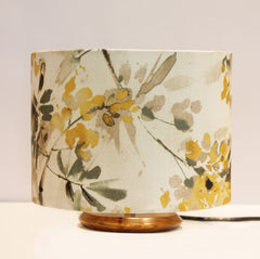 Premium Table Lamp with Teak wood Base and Linen Floral Fabric