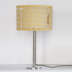 2 Tier Table Lamp with geometric cutwork on Fabric and SS Base