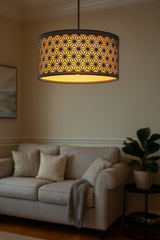 Geometric Dual Layer Fabric Lampshade with Suspension
