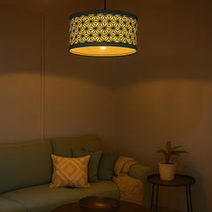 Geometric Dual Layer Fabric Lampshade with Suspension