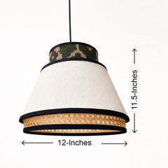 Contemporary camo Style - Statement Lampshade with Printed and Pearl color Fabric and Rattan