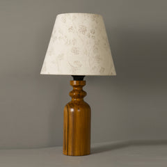 Premium Table Lamp with Teak wood Base and Pearl white Linen Fabric