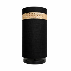 Coal Ember - Table Lamp with Fabric and Rattan with Black Base