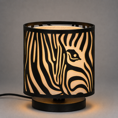 Innore-2-Tier Kids Table Lamp | Geometric Cutwork Fabric Shade |Grey-Pearl white Fabric | MS Base