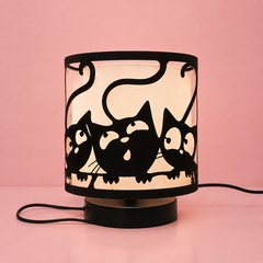 Innore-2-Tier Bedside Table Lamp | Geometric Cutwork Fabric Shade |Grey-Pearl white | MS Base