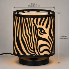Innore-2-Tier Kids Table Lamp | Geometric Cutwork Fabric Shade |Grey-Pearl white Fabric | MS Base