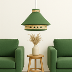 Premium Velvet Rattan Suspended Lamp