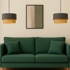 Dual-Tier Rattan & Fabric Ceiling Lamp-16