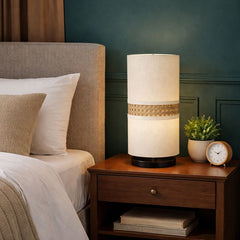 Boho Chic Table Lamp with Powdercoated Metal Base