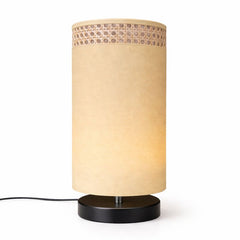 Natural Beige NightNest Table Lamp with Fabric and Rattan with Black Base