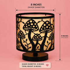 Innore-2-Tier Kids Table Lamp | Geometric Cutwork Fabric Shade |Grey-Pearl white Fabric | MS Base
