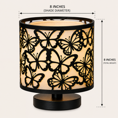 Innore-2-Tier Kids Table Lamp | Geometric Cutwork Fabric Shade |Grey-Pearl white Fabric | MS Base