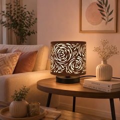 Innore-2-Tier Table Lamp | Floral Cutwork Fabric Shade | MS Base