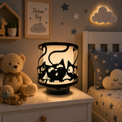 Innore-2-Tier Bedside Table Lamp | Geometric Cutwork Fabric Shade |Grey-Pearl white | MS Base