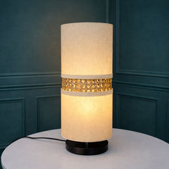 Boho Chic Table Lamp with Powdercoated Metal Base