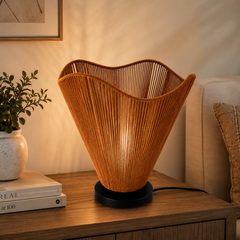 Thread Woven Table Lamp with Black Base
