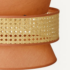 3-Tier Fabric & Rattan Hanging Lampshade