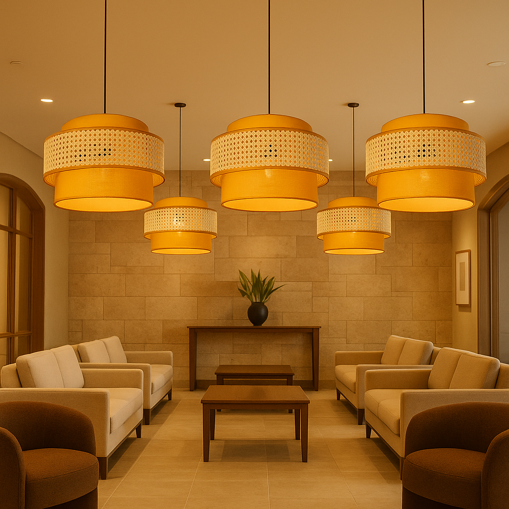 Hanging Pendant Lampshade - 3Tier Rattan Fabric