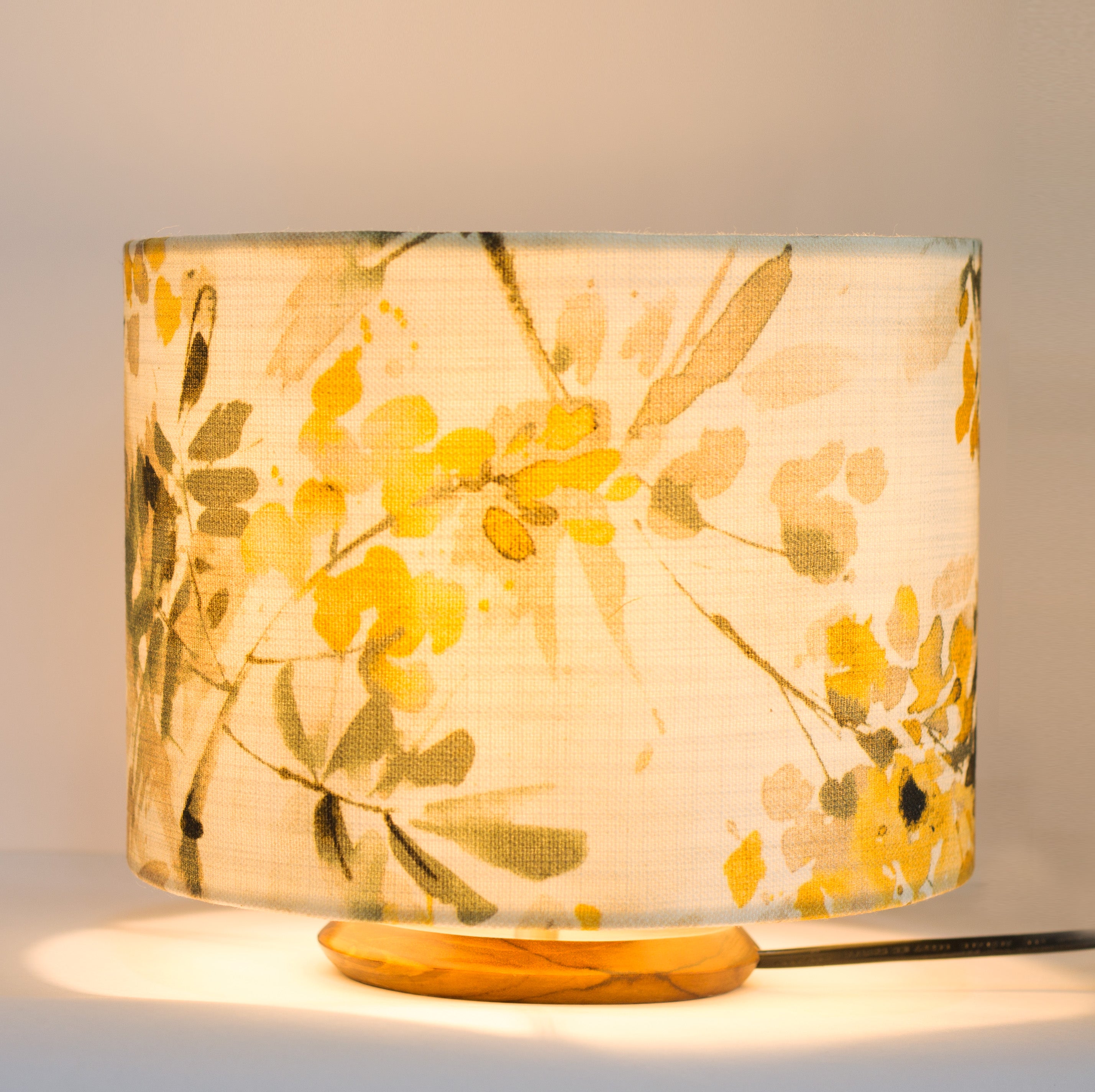 Premium Fabric Table Lamp with Wooden Base