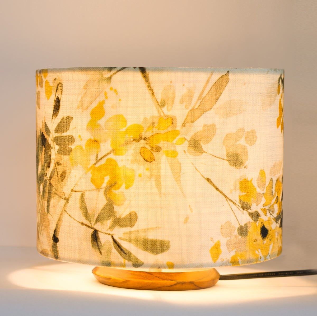 Premium Fabric Table Lamp with Wooden Base