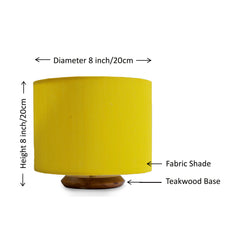 Yellow Premium Fabric Table Lamp with Teak Wood Base