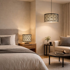 Bedroom Lighting Combo — Hanging + Table Lamp