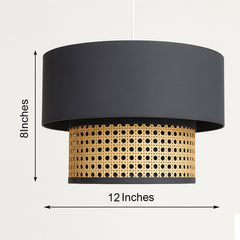Natural Rattan and fabric Hanging Lampshade with Suspension