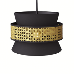 3 Tier Rattan & Fabric Ceiling Lamp with Mounting Arrangement