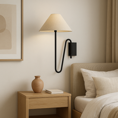 Wall Mounted Lamp with Linen Fabric Shade