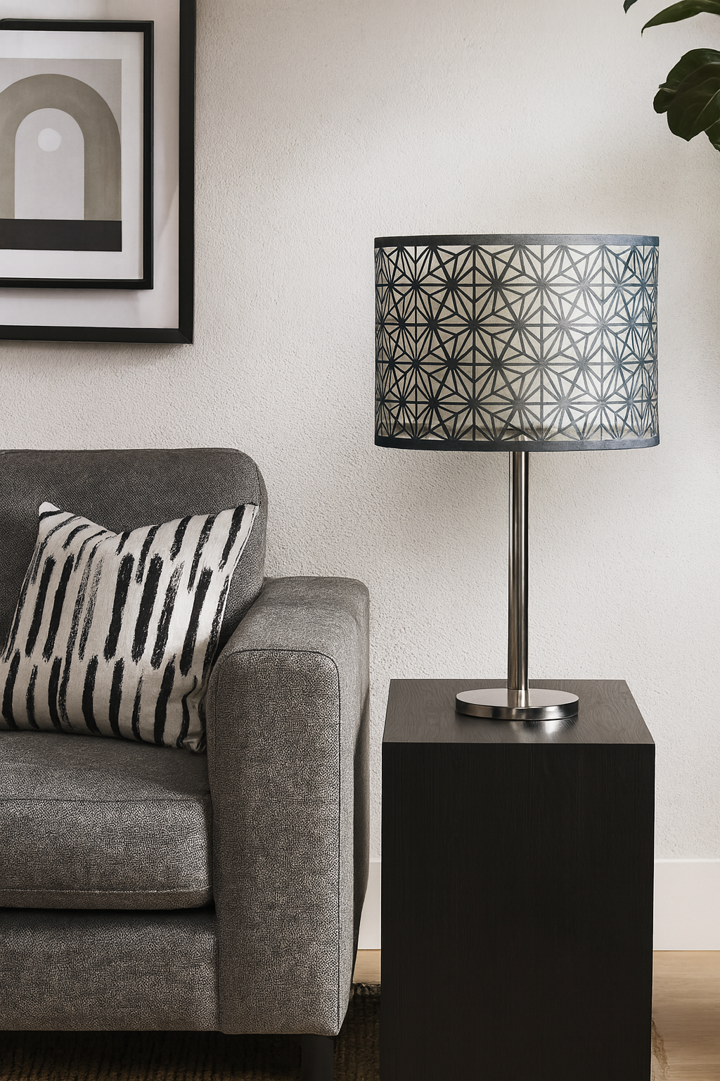 2-Tier Decorative Black Fabric Table Lampshade